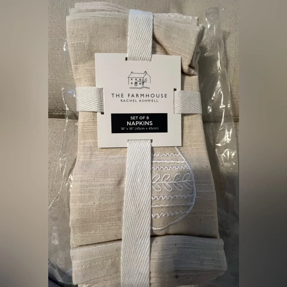 NWT The Farmhouse Rachel Ashwell Cream Narural Color Napkins Set of 8